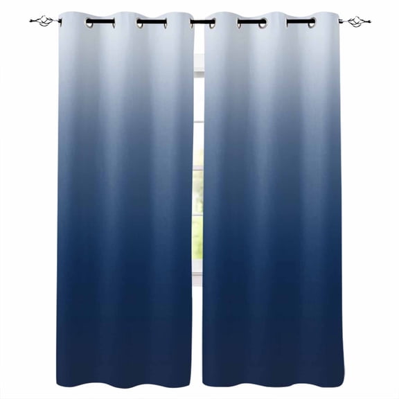 Fsddascl Navy Blue Ombre Blackout Curtains for Bedroom/Living Room, Thermal Insulated Kitchen Curtains, Modern Abstract Art Gradient Aesthetics Grommet Darkening Window Treatment Drapes 42"x63"x2