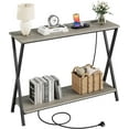 thumbnail image 1 of Console Table, Sofa Tables Narrow Entryway Table with Outlet, Shelf and Metal Frame, 41.3” Behind Couch Table Industrial Hallway Table for Living Room, Foyer, Bedroom, Rustic Grey, 1 of 8