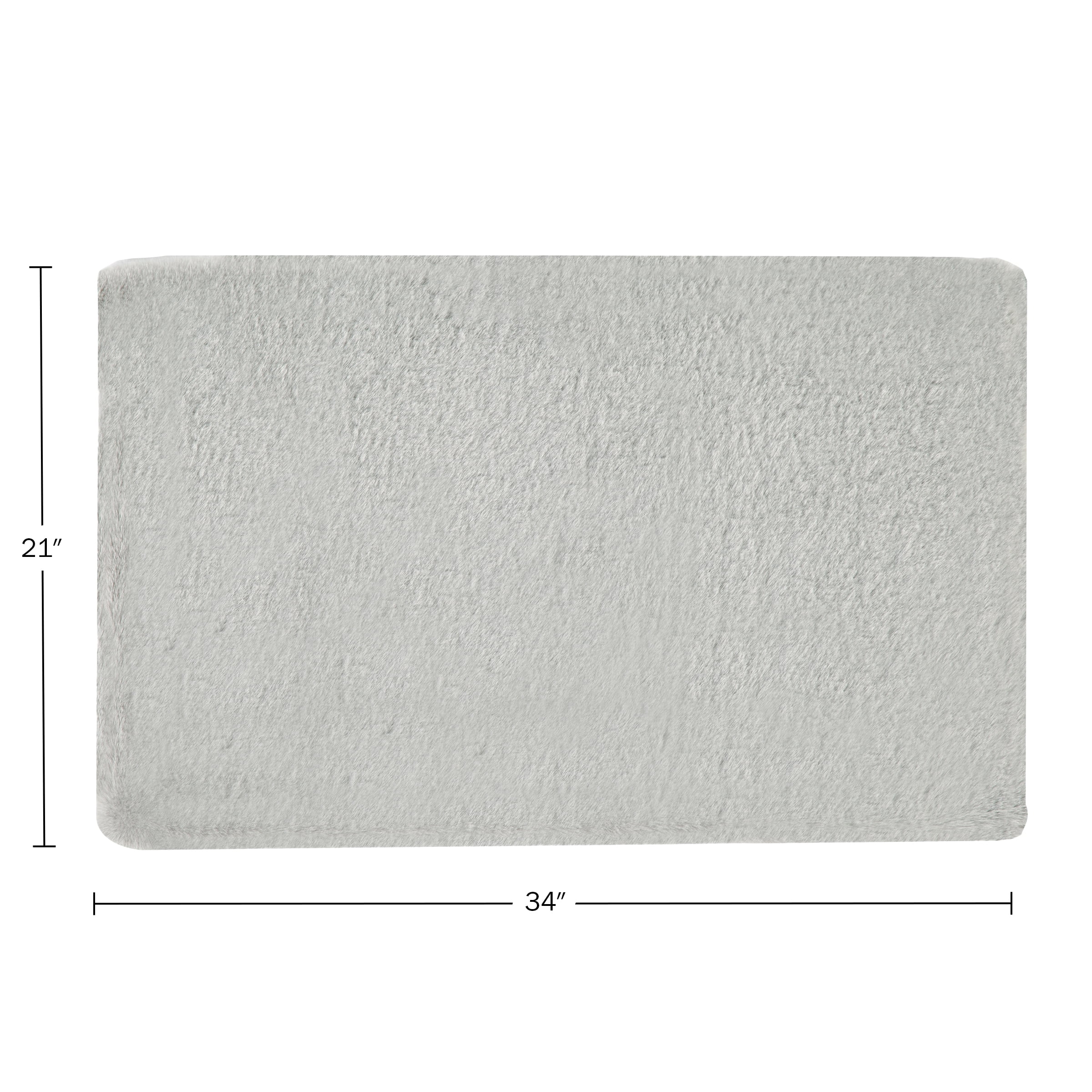 Home-Complete 21x34 Small Faux Fur Bath Mat for Hallway or Kitchen, Machine Washable Nonslip Rug, (Silver)