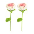 thumbnail image 1 of 2 uds flores artificiales tejidas a mano de ganchillo falso con tallo para decoración del hogar, boda, fiesta, oficina, 1 of 6