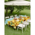 thumbnail image 4 of Outdoor Tablecloth with Umbrella Hole for Patio/Picnic/Party/Camping, Sunflower Waterproof Table Cloth Rectangle Table Cover Washable, Yellow Summer Botanical Blue Striped Farmhouse (60"x 102"), 4 of 8
