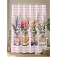 thumbnail image 4 of Valentines Flowers Shower Curtain Set, Waterproof Shower Curtains for Bathroom, Watercolor Floral Botanical Pink Plaid Washable Fabric Cloth Bath Curtain for Bathtub with Hooks 60x72 Inches, 4 of 6