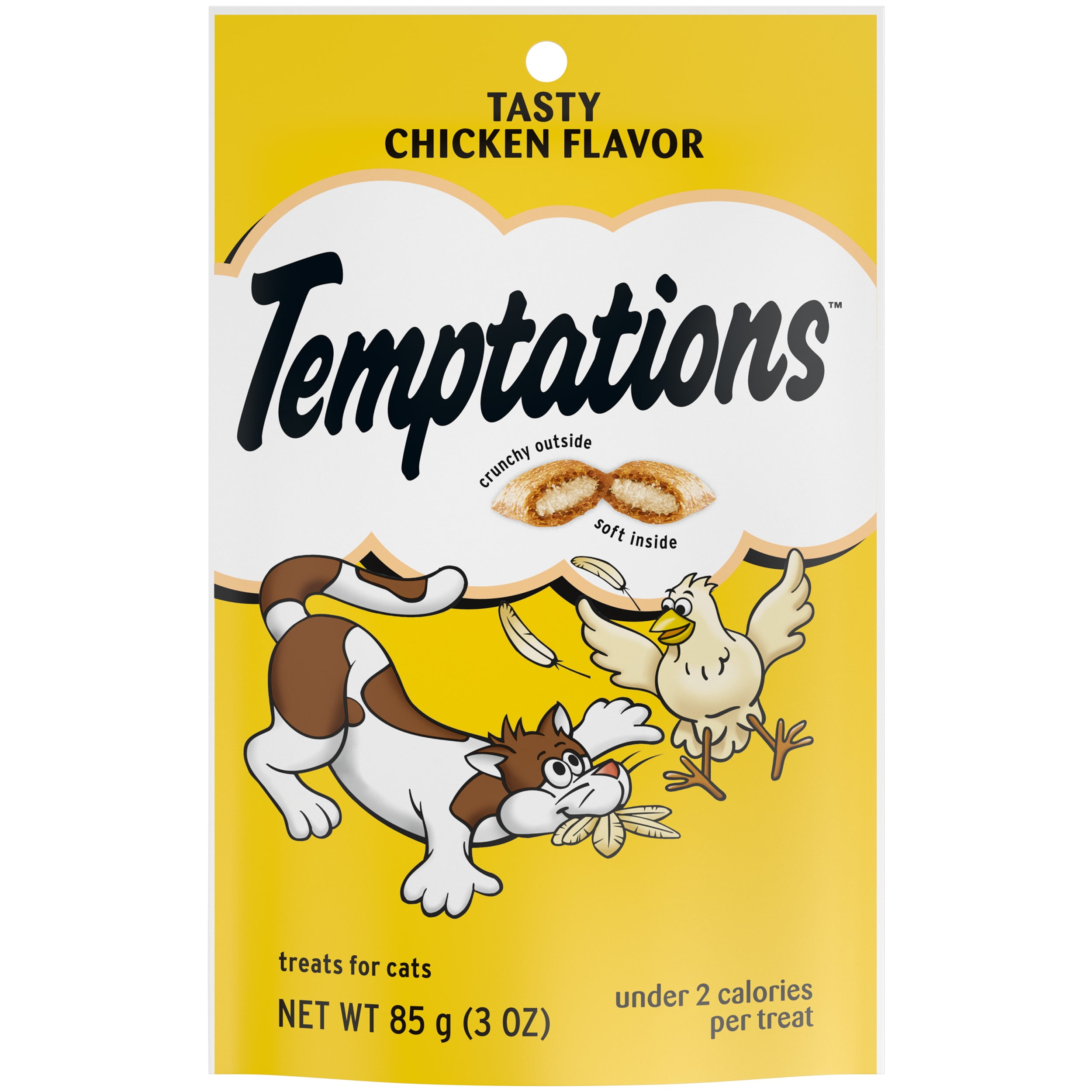TEMPTATIONS Classic Crunchy and Soft Cat Treats Tasty Chicken Flavor, 3 oz. Pouch