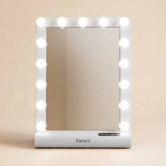 Fancii Madeline Mini Hollywood Vanity Mirror with LED Lights & Built-In Bluetooth Speaker, 3 Light Modes – Tabletop or Wall Mount Makeup Mirror