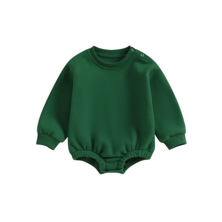 

Baby Romper Long Sleeve Crew Neck Solid Fall Casual Bodysuit