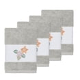 thumbnail image 2 of Authentic Hotel and Spa  Turkish Cotton Floral Vine Embroidered Light Grey 4-piece Washcloth Set, 2 of 3