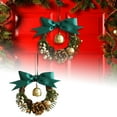 thumbnail image 2 of Christmas Door Wreath with Bow and Bell Decorations - Artificial Golden Green Wreath with Jingle Bells, Lanyard for Front Door, Tree, Indoor Outdoor Home Decor, Window, Cabinet, Car Wall Christmas, 2 of 9