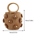 thumbnail image 2 of Yucurem Women Straw Bucket Bag With Pearls Drawstring Wrist Bag Summer Beach Bag (Camel) Casual straw bag (Camel), 2 of 10
