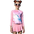 thumbnail image 4 of Kiijoy Big Girls 2-Piece Swimsuit Long Sleeve Rash Guard Skirt Bathing Suit, Sizes 7-14, 4 of 8