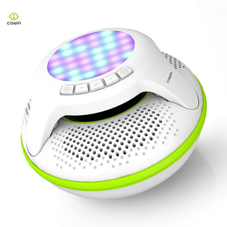 COWIN IPX7 Floating Waterproof Bluetooth Wireless Speaker Portable Wireless Shower Speakers for Swimming Pool with Colorful LED Light and 10W Plus Deep