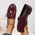 thumbnail image 3 of Pennysue Women's Patent Leather Loafers with Decorative Buckle Round Toe Chunky Heel Slip On Casual Dress Shoes for School Work Daily Wear, 3 of 7