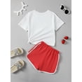 thumbnail image 4 of Mikrdoo Baby Girls Outfits Strawberry Print Short Sleeve Casual Tee Sports Shorts Set 2Pcs Summer Clothing From Toddler Kid to Big Kid, 4 of 9