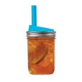 thumbnail image 3 of Jarware Wide Mouth Silicone Drink Lid with 8-Inch Straws, Blue, Set of 8, 3 of 3