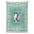 thumbnail image 3 of Ambesonne Japanese Tablecloth Rectangular Table Cover, Dolphin Couple, 60"x90", Green Pink, 3 of 4