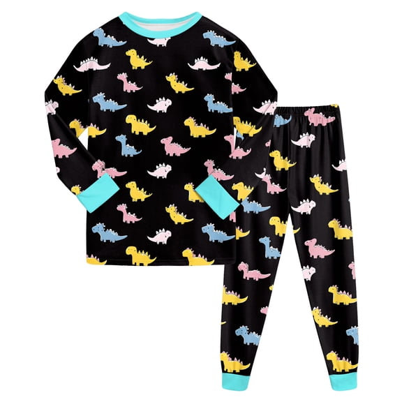 Hessimy Toddler Boys Girls Spring Summer Graphic Print 2Pcs Crewneck Long Sleeve Sweatshirt Joggers Pants Sweatsuit, Graphic Print Jogger(Black,8-9 Years)
