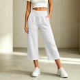 thumbnail image 4 of Endives Capri Pants for Women High Waist Stretchy Pull On Loose Walking Pants With Side Pockets Lightweight Straight Leg Crop Pants, 4 of 6