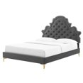 thumbnail image 1 of Tufted Platform Bed Frame, Twin Size, Velvet, Dark Grey Gray, Modern Contemporary Urban Design, Bedroom Master Guest Suite, 1 of 10