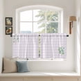 thumbnail image 2 of Eucalyptus Leaves Tier Curtains 36 Inch Length, Pink Plaid Summer Botanical Cafe Short Curtains for Bathroom Over Sink, Small Kitchen Curtain Light Filtering Tiered Drapes 2 Panels 27.5"Wx36"L, 2 of 8