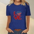 thumbnail image 3 of Tops Cortos para Mujeres Día de la Independencia Patriótica Impreso Cuello Redondo, Camiseta de Manga Corta Casual para la Primavera, Verano Y Fiesta, 3 of 4