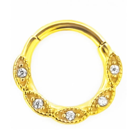 PULABO Titanium Micro Cubic Zirconia Hinged Nose Hoop Ring Body Jewelry Unisex