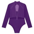 thumbnail image 5 of Manyakai Kids Girls Figure Skating Leotard Sparkle Ballet Dance Bodysuit Keyhole Back Jumpsuit Purple 6, 5 of 7