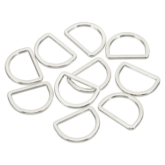 Uxcell Metal D Ring, Flat Metal D Buckle Solid Dee Rings for Bags Backpack Wallets Leather Straps Webbing Pet Collars Hardware Assorted Silver 3/4" x 14mm
