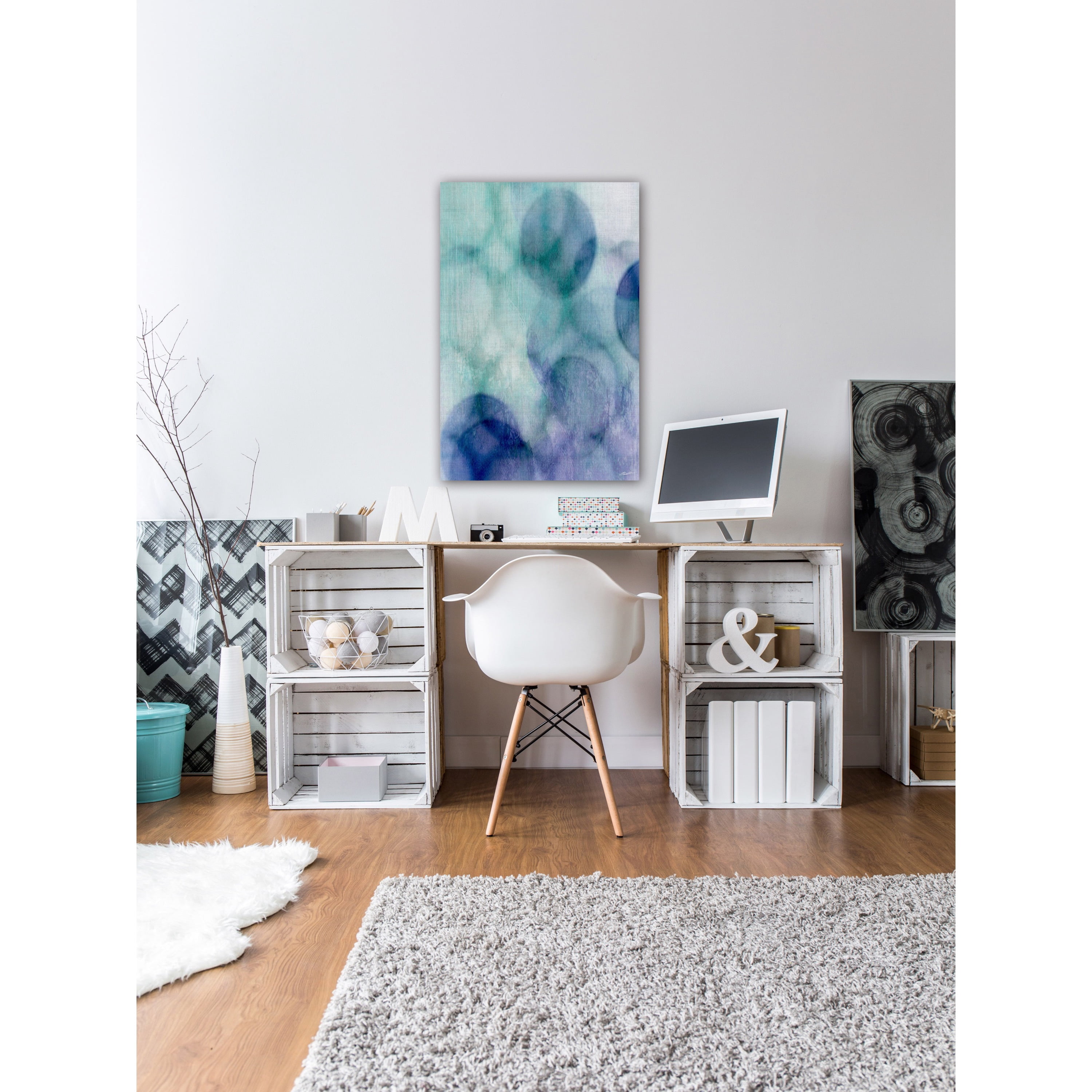 Marmont Hill "Moody Blue II" Painting Print on Wrapped Canvas