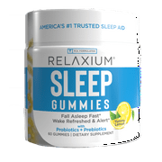 Relaxium Sleep Gummy, Sleep Aid Support, 2.5 mg Melatonin, Vitamin D-3, Exclusive Prebiotic & Probiotic Blend, Gluten and Drug Free, Vegan, Lemon Flavor, 60 Gummies