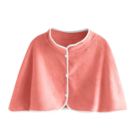 Women Fleece Short Cape Shawl, Button Front Stand Collar Warm Soft Fuzzy Shoulder Wrap, Lightweight Cozy Poncho Cover Up