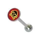 Barbell Head - Body jewelry, 316L surgical steel with flat head and Logo, Barbell Tongue ring