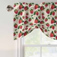 thumbnail image 4 of Strawberry Rustic Tie Up Valance Curtains for Windows, Kitchen Curtains Window Treatments, Beige Spring Summer Floral Fruit Short Window Shades Valances for Bedroom Bathroom Cafe 54"x18", 4 of 8