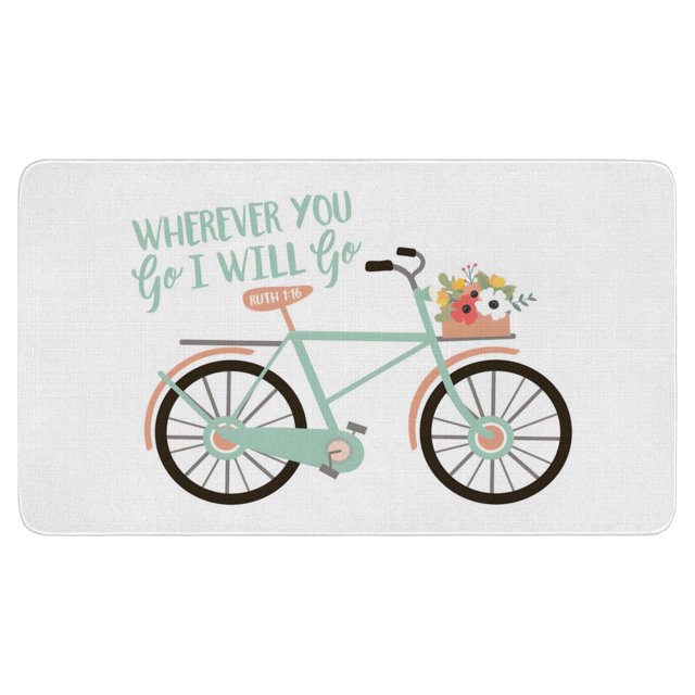 Spring-Themed Bicycle Flower Decorative Doormat An Ideal Low-Profile Rug for Indoor/Outdoor Spaces