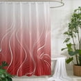 thumbnail image 2 of Xipuska Red Geometric Shower Curtain - Water Repellent Fabric Shower Curtains Washable, Modern White Stripe Abstract Distortion Art Decorative Cloth Bathroom Curtains Modern Bath Decor 36"x72", 2 of 6