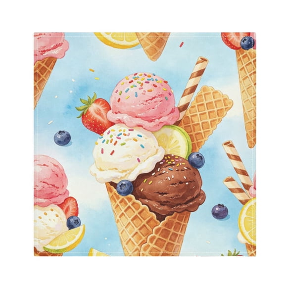 Iauyy Satin Napkins Set of 1- Colorful Ice Cream1 DIY Printing Decoration Cloth Napkin- Easy Care for Home/Party