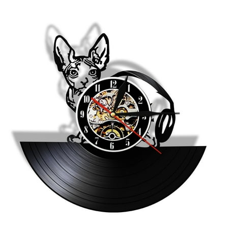 Amblelife Kitten Cat Wall Clock Custom Cat Vinyl Record Wall Clock Personalised Cat Wall Art Clock Unique Gift For Cat Pet Owner