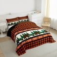 thumbnail image 3 of Manfei Jungle Bear Pine Queen Comforter Set,Rustic Western Aztec Bedding Sets,Orange Black Grid Bedding Comforter Set For Boy,Microfiber Bedroom Decor Reversible,3-Piece, 3 of 8