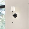 thumbnail image 3 of Nuvo Lighting Olmsted 1-Light Wall Sconce Aged Bronze Finish with White Linen Shade - Aged Bronze / White Fabric, 3 of 13