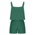 thumbnail image 3 of Maean Two Piece Outfits for Women Square Neck Sleeveless Top High Waist Wide Leg Pockets Short Vacation Sets, 3 of 5