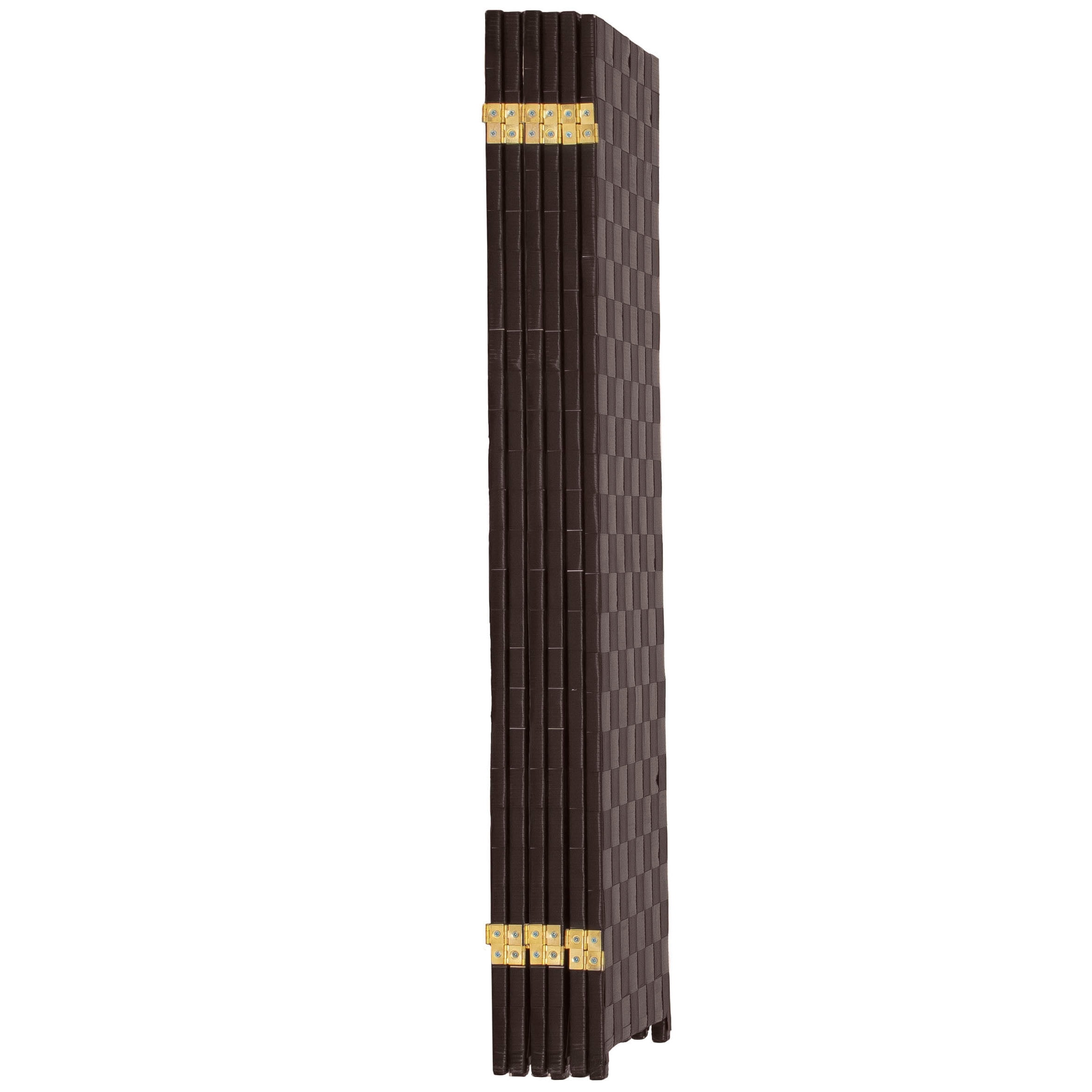 Red Lantern 4 ft. Short Woven Fiber Outdoor All Weather Folding Screen - 6 Panel - Dark Brown