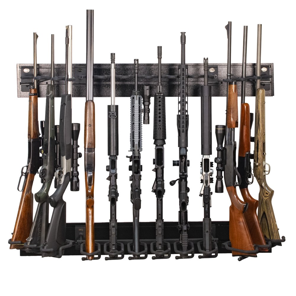 Hold Up Displays 12 Gun Rack Modern Black Steel Tactical For Rifles and