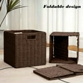 thumbnail image 4 of Large Foldable Rattan Storage Box for Clothes and Household Items, Durable Woven Organizer with Reinforced Base (36×27×5cm), 4 of 7