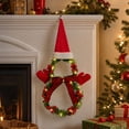 thumbnail image 2 of Ywbawe 21in Christmas Wreath with Lights Snowman Shaped Wicker Ring Christmas Tree Ornament for Home Door Hanging, 2 of 8