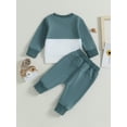 thumbnail image 4 of Wassery Toddler Boys Fall Winter Clothes Long Sleeve Crew Neck Contrast Color Sweatshirt Pullover Top Elastic Waist Sweatpants 2Pcs 6M 12M 18M 2T 3T Infant Baby Boys Pants Sets, 4 of 9