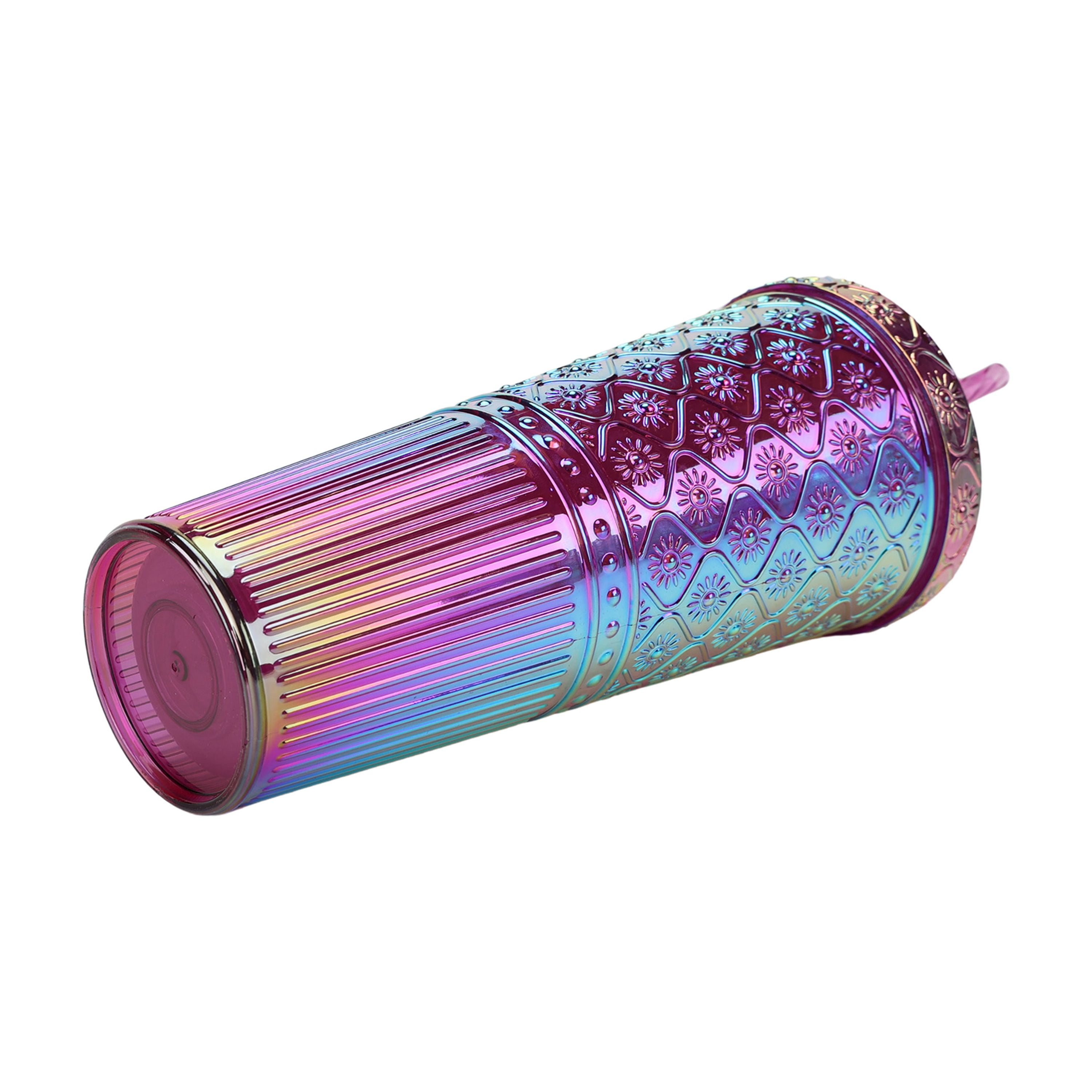 Mainstays 26-Ounce Sun Ray Plastic Textured Tumbler, Purple