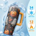 thumbnail image 4 of 30 oz Halloween Skeleton Ghost Bat Tumbler Insulated Stainless Tumbler, Gothic Pumpkin Coffee Cup Water Bottle, Holiday Gift Idea, 4 of 5