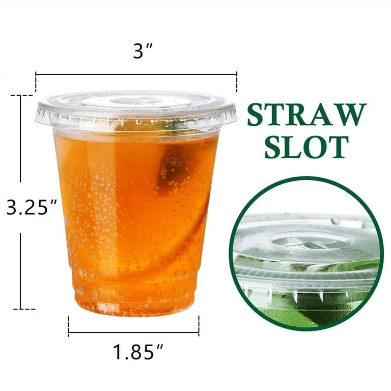 BagDream 9 oz Plastic Cups with Lids 100 Sets, Disposable Clear Cups with  Lids, Cold Drink Containers 