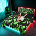 thumbnail image 4 of Manfei Black Bright Green Full Size Bedding Sets, Gradient Wave Striped Full Size Bed in a Bag, Black Reversible 7-Piece, 4 of 6