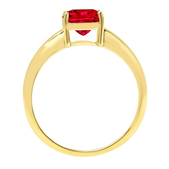 2.5 ct Cushion Cut Simulated Ruby Solitaire Engagement Ring for Women in 18K Yellow Gold