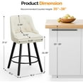 thumbnail image 3 of VINGLI 26" H Swivel Barstools Set of 2, Linen Fabric Upholstered Counter Stool with Back, Kitchen High Chairs Counter Height Bar Stools with Cushion, Solid Wood Legs, Beige, 3 of 7