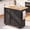 Black, variant on HUANG 39.7" Kitchen Island on Wheels with Storage Cabinet and Foldable Drop Leaf, Towel Rack Handle, Rolling Kitchen Table, Cement Gray